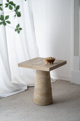 Cream Square Side Table with Pedestal Base 20x20x24"