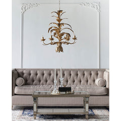 Gold Leaf 6-Light 30" Metal Chandelier - Gold