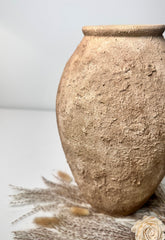 Rustic Hand-Painted Textured Vase 14" - Earth Brown