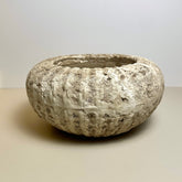 Rustic terracotta concrete bowl planter vase natural finish