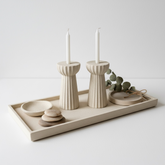 Set of 2 Boho Classic Chic Candle Holders 10" tall - Beige Sand