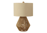Boho Style Table Lamp 22"H, Brown Rope, Beige Shade