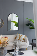 Black Arched Mirror with Metal Frame