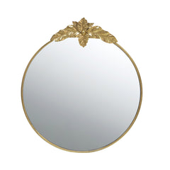 Large Round Wall Mirror with Gold Metal Frame - Gold