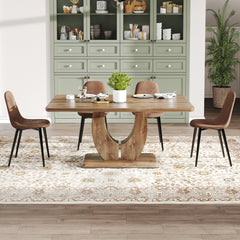 Set of 1 Dining Table and 4 Chairs - MDF rectangular - Brown