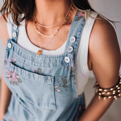 Women's Floral Print Denim Overalls, Wide Leg Jumpsuit, Sleeveless with Pockets