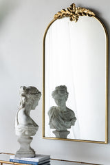 Arched Wall Mirror with Gold Metal Frame - Gold