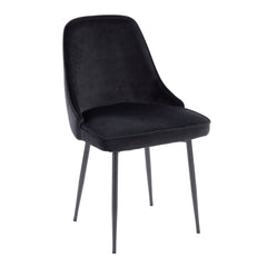 Contemporary Dining Chair with Black Frame and Black Velvet Fabric (Set of 2)