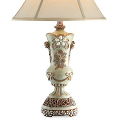 28.5" Tall Polyresin Table Lamp w/ Silver finish and Bronze Vintage Rose Accents