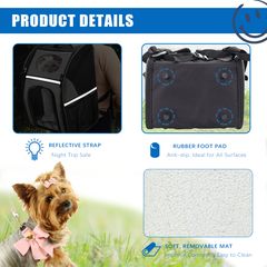 FluffyDream Pet Carrier Backpack for Large/Small Cats and Dogs, Puppies, Safety Features and Cushion Back Support for Travel, Hiking, Outdoor Use- Black