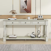 63" Long Console Table with Drawers and Shelf for Entryway, Hallway, Living Room - Antique White