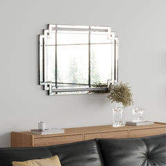 Large Wall-Mounted Silver Decorative Rectangular Wall Mirror