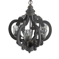 Farmhouse 6-Light Wood Chandelier Pendant Light Fixture with Adjustable Chain