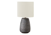 19"H Table Lamp, Grey Ceramic, Ivory / Cream Shade