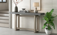 Contemporary Console Table with Industrial-inspired Concrete Wood Top, Extra Long Entryway Table for Entryway - Gray