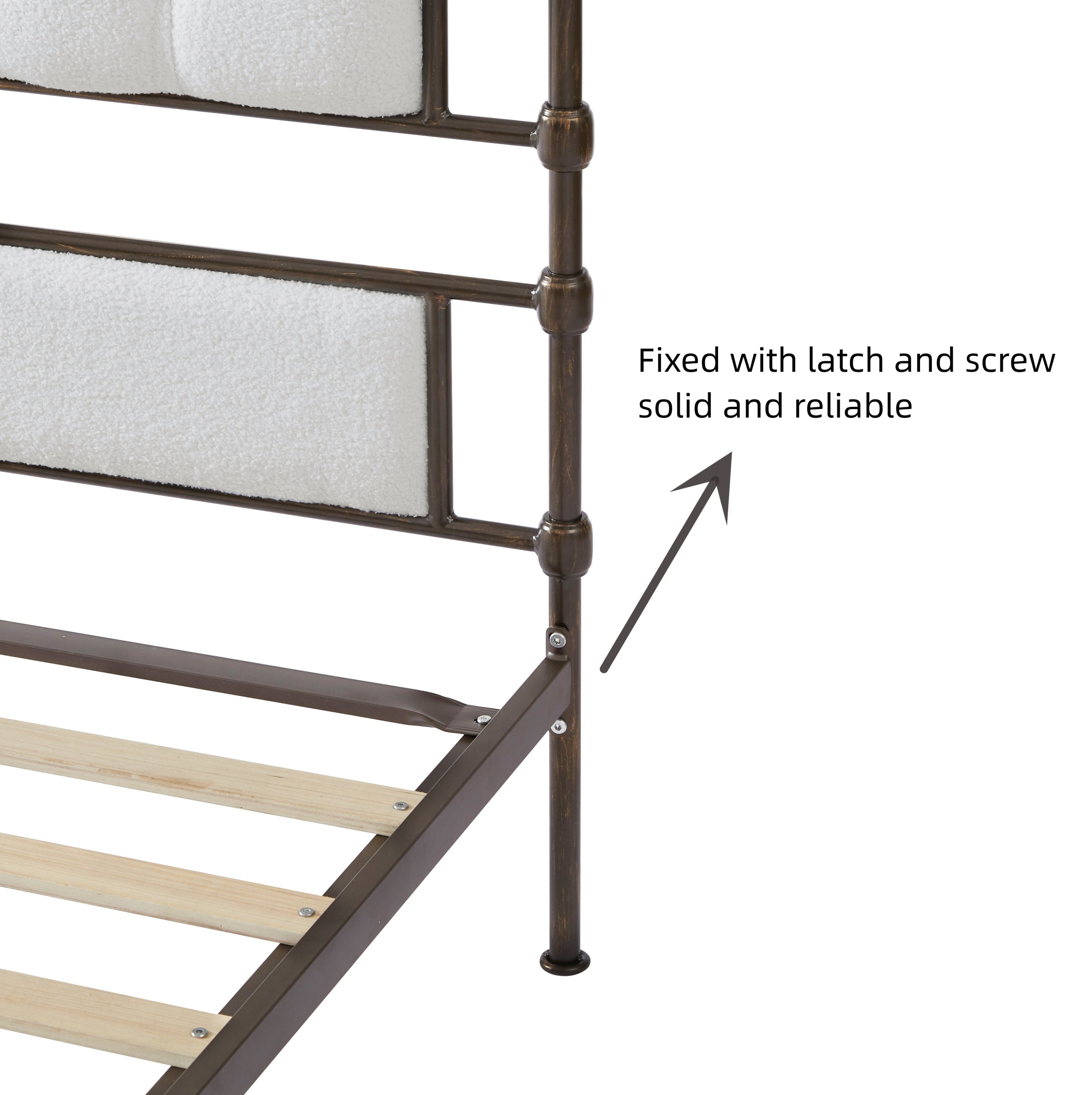 King Bed High Board Metal Bed - White