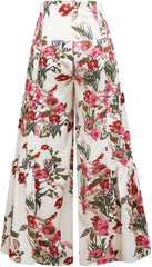 Floral Print Wide Leg Palazzo Pants, Summer Beach Lounge Trousers