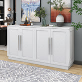Sideboard Buffet Cabinet with Storage, Buffet Cabinet with Adjustable Shelves and Silver Handles Sideboard Cabinet for Kitchen, Dining Room, Living Room, White