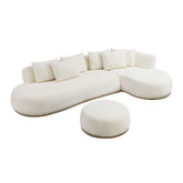 134.63'' Oversized L-Shape Sectional Sofa with Ottoman Couch with Facing Chaise Right Beige Sofa with Deep Seat for Living Room
