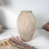 Rustic Minimalist Textured Hand-painted 11.5" tall - Beige Tan wash