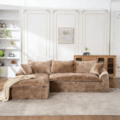 103' Cloud Sectional Couch with L - Shape Chaise, Boneless Modern Modular Large - Segment Sofa for Living Room, No Assembly Required(Brown)