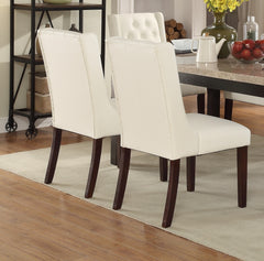 Modern Faux Leather White Tufted Dining Seat Chair (Set of 2) - White