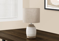 Lighting, 16"H, Cream Resin, Beige Shade, Contemporary