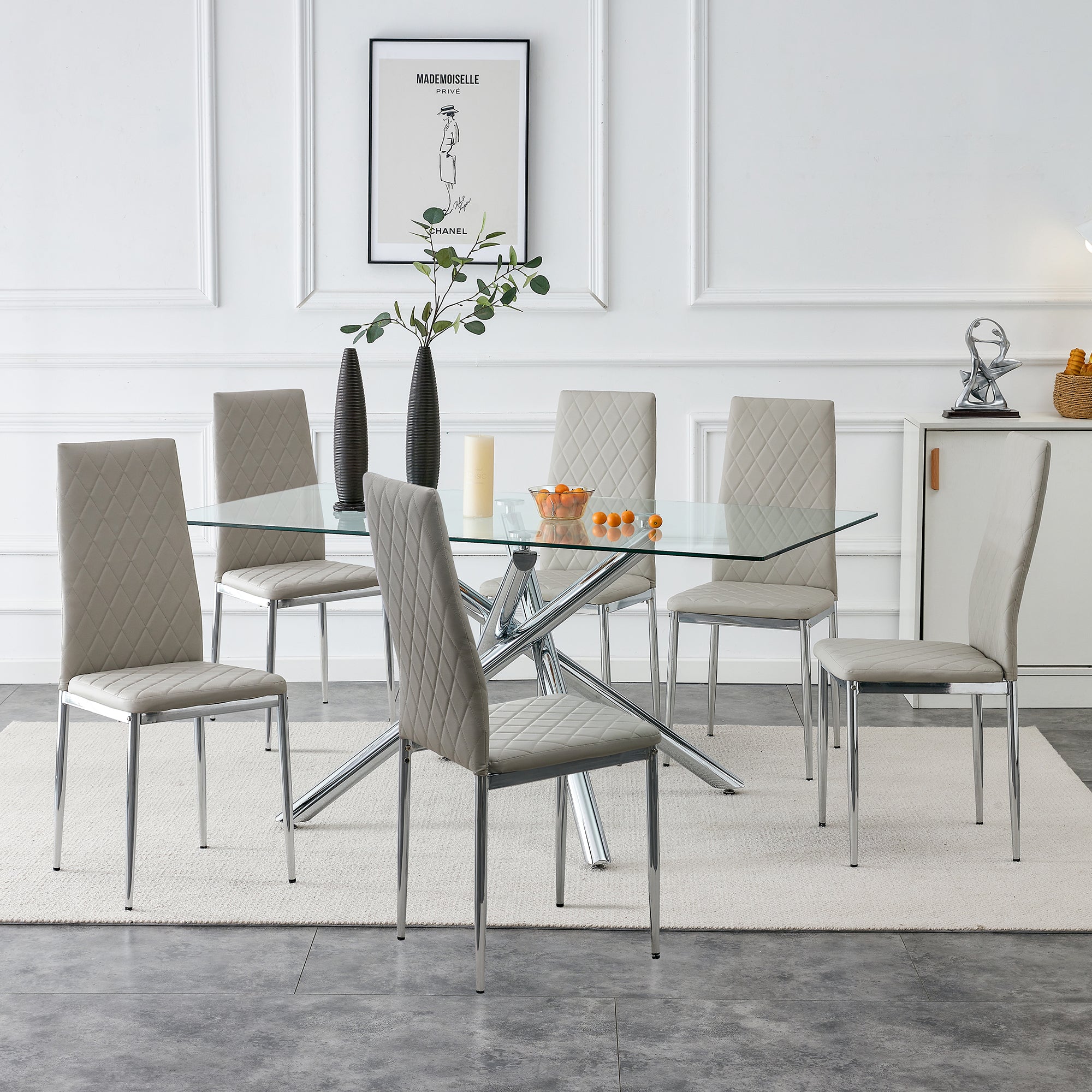 6-piece Set Chairs - Light Grey chairs