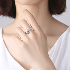 Sterling silver palm eye ring (925 silver + platinum plated)