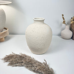 Minimalist Hand-Painted and Textured Ceramic Vase 10” tall