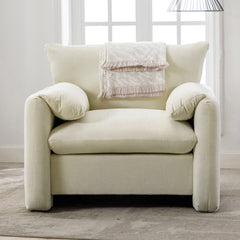Modern Style Chenille Oversized Armchair Accent Chair - Cream
