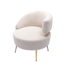 Barell Accent Chair - White with Golden feet