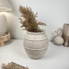 Handmade Painted Beige Washed Decorative Vase Planter 12’’