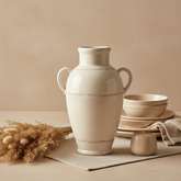 Modern Ceramic White Vase with 2 handles 12"