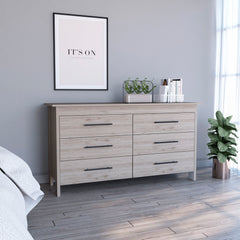 6 Drawer Double Dresser - Light Gray