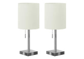 Set Of 2, 17"H, Table Lamp, Usb Port Included, Nickel Metal, Ivory / Cream Shade, Contemporary