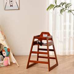 Wooden Double Solid Wood Feeding Baby Chair - Walnut Finish