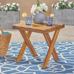 Rustic Side Table Tray - Teak Wood