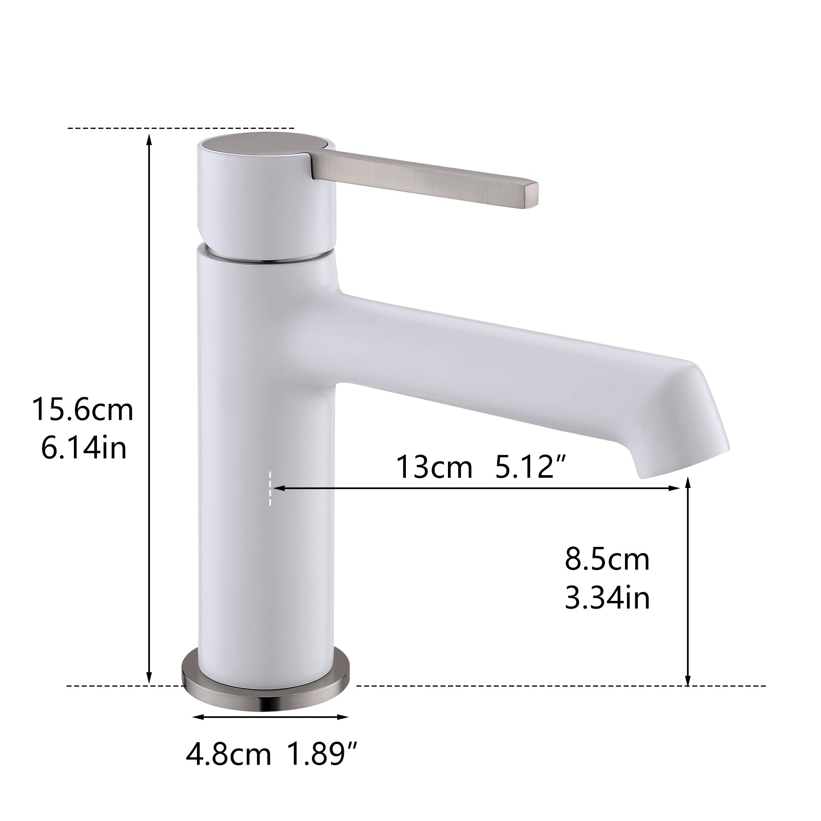 White Bathroom Faucet for Sink 1 Hole, Single Handle