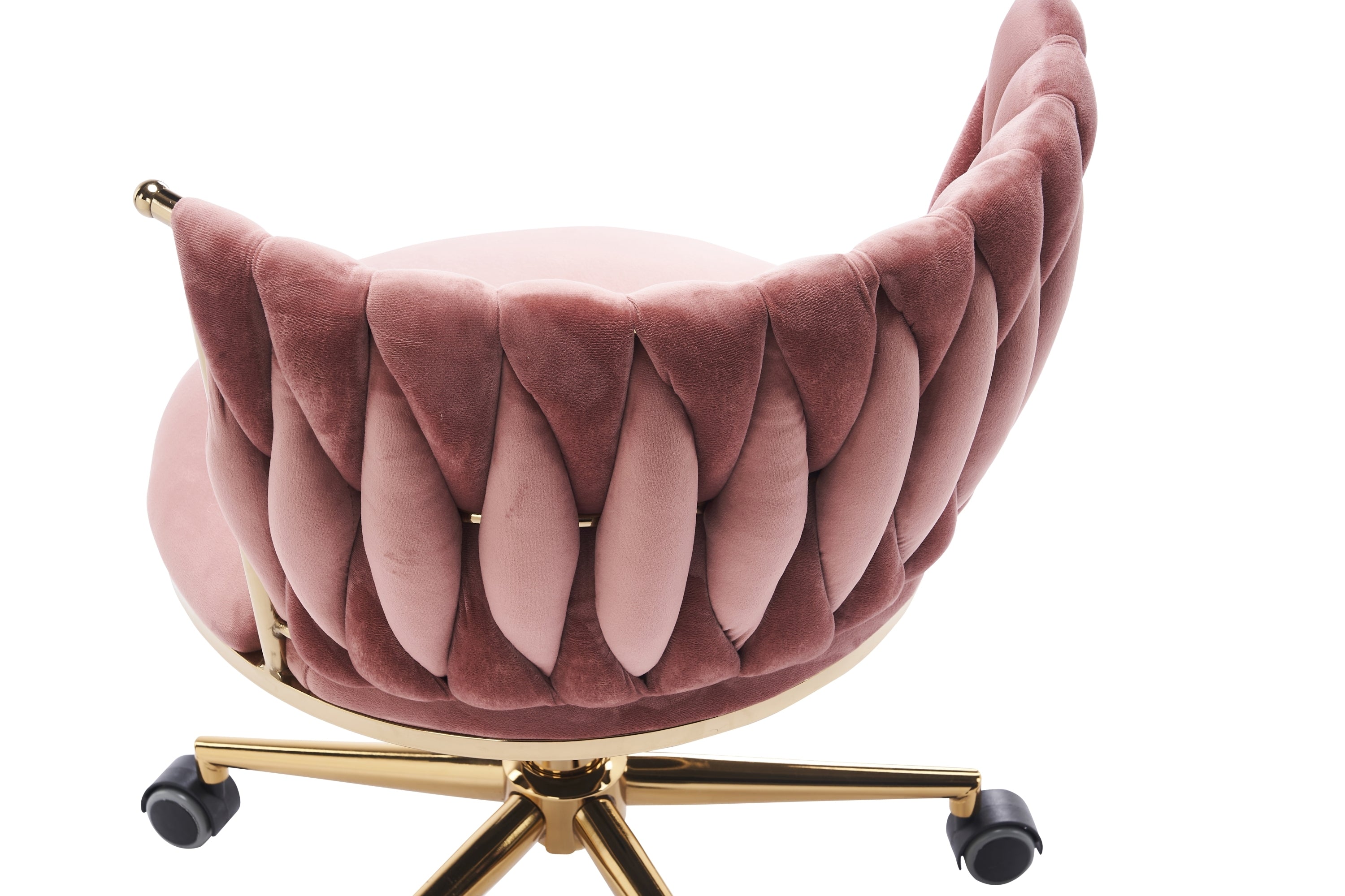 Upholstered Home Office Desk Chairs with Adjustable Swivel Wheels - Pink