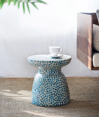 Blue Mosaic Garden Stool Small Side Table