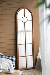 Half-Round Elongated Mirror with Decorative Window Look Classic Architecture 24x79"