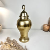 Gold Metal Ginger Jar Hammered Finish with Classic Lid 15" tall
