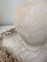 Minimalist Textured Ceramic Vase 10.5" - Cream Sand washed