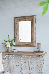 Rectangle Wall Accent Mirror with Distressed Wood Frame 30x2x39"