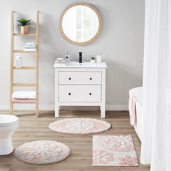 Medallion Cotton Tufted Bath Rug - Pink