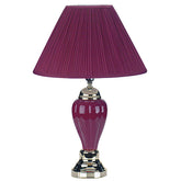 27" Tall Ceramic Table Lamp, Urn-Shaped with Burgundy finish, Linen Shade