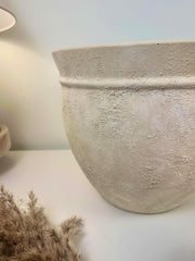 Luxury Planter Minimalist Style Hand painted Beige Washed 11” tall (dia 10.5")