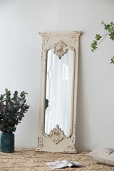 French Country Style Full Length Mirror with Solid Wood Frame 21.5"x59"