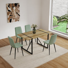 Dining Chairs Set of 4,Modern Kitchen Dining Room ChairSet of 4 Modern Kitchen Dining Room Chairs, Cushion Seat and Sturdy Black Metal Legs - Light Green